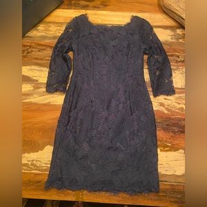 Navy lace long sleeve mini dress